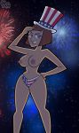  1girl 4th_of_july american_flag_bikini bikini danny_phantom fireworks madeline_fenton print_bikini solo 