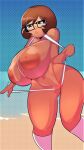  ass glasses huge_breasts large_areolae nipples scooby-doo shaved_pussy thighs velma_dinkley 