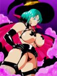  1girl alternate_costume big_breasts breasts bulma_brief cape cosplay dragon_ball_z halloween impossible_clothes lingerie panties revealing_clothes underwear 