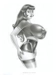  big_breasts breasts erect_nipples hand_on_ass huge_nipples monochrome simple_background victor_rinaldi white_background 