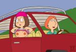 animated bouncing_breasts car family_guy flashing funny gif guido_l lois_griffin loop meg_griffin mother_&amp;_daughter shirt_lift 