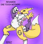  1_anthro 1_female 1_female_anthro 1_girl 3_fingers 6_breasts anthro anthro_canine anthro_fox anthro_vixen arm_warmers artist_name breasts canine detached_sleeves digimon dread_(artist) english_text female female_anthro female_anthro_fox female_renamon fox fur furry gouly labia looking_at_viewer medium_breasts multiple_breasts nipples nude open_mouth pregnant pussy renamon solo standing tail text toei_animation vixen walking white_fur yellow_fur yin_yang 
