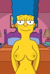  areola bedroom breasts edit lisalover marge_simpson nipples nude pale_areolae smile the_simpsons topless 