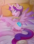  1girl alicorn anus ass bed bedroom bridal_veil cutie_mark female female_only friendship_is_magic horn looking_at_viewer lying my_little_pony nude pony princess_cadance pussy solo tail three-tone_hair wings 
