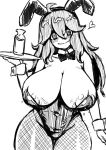  1_girl 1girl alternate_costume big_breasts blush breasts bunnysuit cosplay erect_nipples female female_only game_freak hex_maniac hex_maniac_(pokemon) impossible_clothes leotard long_hair looking_at_viewer milk monochrome nintendo nipples pokemon revealing_clothes solo 