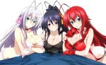 3_girls 3girls akeno_himejima alluring black_hair blue_eyes female_only high_school_dxd ivancito97 lingerie on_bed purple_eyes red_hair rias_gremory rossweisse tagme white_hair