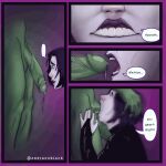  ... .... 1boy 1boy1girl 1female 1girl 1male artist_name beast_boy biting_lip color colored dc_comics deepthroat dialogue duo english_text faceless_male fellatio gagged_speech green_body green_skin hand_on_head hands_on_head lipstick male male/female motion_blur open_mouth oral oral_penetration oral_sex panels penis purple_lipstick raven_(dc) short_hair speech_bubble standing straight sucking_penis teen_titans text text_bubble vein veins veiny veiny_penis zorynos_black 