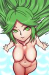  1girl 1girl 1girl bangs big_breasts breasts completely_nude completely_nude_female curvaceous curvy_female curvy_figure eyelashes feathers goddess green_eyes green_hair groin high_resolution keiboxy kid_icarus kid_icarus_uprising light_smile long_hair looking_at_viewer looking_up nude paid_reward palutena parted_bangs patreon_reward smile standing swept_bangs thighs very_long_hair 
