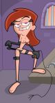  1girl biting_lip breasts female gloves looking_at_viewer nipples panties solo the_fairly_oddparents topless vicky whip 