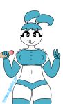 1girl female_focus humanoid jenny_wakeman my_life_as_a_teenage_robot nsfw_un penis penis_grab robot robot_girl robot_humanoid rule34 sexy simple_background solo_female twitter_username v v_sign white_background