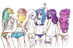  6_girls 6girls applejack applejack_(mlp) ass bra female female_only fluttershy fluttershy_(mlp) friendship_is_magic human humanized mostly_nude multiple_girls my_little_pony panties pinkie_pie pinkie_pie_(mlp) rainbow_dash rainbow_dash_(mlp) rarity rarity_(mlp) standing stockings thigh_band thigh_gap twilight_sparkle twilight_sparkle_(mlp) underwear unstableapocalypse white_background 