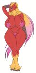  avian big_ass big_breasts bikini blaziken cute luchodraws nipple_piercing red_fur seductive wiitenuant yellow_hair 