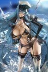  1girl akame_ga_kill! big_breasts blue_eyes chest_tattoo curvaceous curves curvy curvy_female esdeath esdeath_(akame_ga_kill!) high_res high_resolution huge_breasts human ice long_hair looking_at_viewer matching_hair/eyes military_uniform naughty_face realistic sakimichan standing 