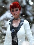 1girl 1girl clothes earrings mbirdcz red_hair snow