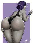  1girl ass bent_over big_ass big_breasts breasts clothed_female comic_book_character dat_ass dc_comics female_focus female_only high_res purple_hair rachel_roth raven_(dc) short_hair solo_female solo_focus superheroine tagme teen teen_titans vnsimp 