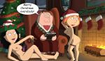  ass bonnie_swanson breasts erect_nipples family_guy lois_griffin nude peter_griffin santa_hat thighs 