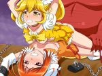  2girls akaooni chains cure_peace cure_sunny from_behind fucked_silly highres hino_akane human interspecies kise_yayoi magical_girl multiple_girls pretty_cure red_oni smile_precure! threesome 