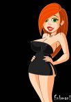1girl big_breasts black_dress female_only fnbman kim_possible kimberly_ann_possible nipples_visible_through_clothing