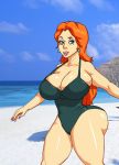  ass beach big_ass big_breasts breasts family_guy jay-marvel lois_griffin looking_at_viewer milf one-piece_swimsuit smile swimsuit 