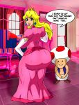ass big_ass big_breasts breasts clothes dat_ass jay-marvel lips looking_at_viewer looking_back mushroom_people nintendo princess_peach super_mario_bros. toad_(mario) toad_(mario_species) wide_hips