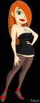 1girl big_breasts black_dress female_only fnbman green_eyes hair_over_one_eye kim_possible kimberly_ann_possible looking_at_viewer