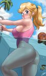  1boy 1girl 1girl 1girl 2022 absurd_res ass blonde_female blonde_hair blue_eyes blue_fingernails breasts dat_ass echosaber female_only goomba hips huge_ass huge_breasts light-skinned_female light_skin lipstick long_hair mario mario_(series) nintendo one-piece_swimsuit outside partially_submerged partially_underwater_shot pin-up pink_lipstick pink_swimsuit ponytail pool princess_peach slim_waist solo_female solo_focus super_mario_bros. swimming swimsuit thick_thighs thighs underwater water wide_hips 