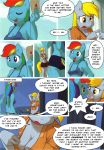  ajin anthro blonde_hair blue_body bra closed_eyes clothing comic derpy_hooves derpy_hooves_(mlp) english_text equine female friendship_is_magic furry grey_body hair heart horse interrogation mammal multicolored_hair my_little_pony open_mouth pony rainbow_dash text underwear 