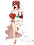  1_girl arm art artist_request babe bare_legs bare_shoulders blush bouquet bride crown dress elesis_sieghart female flower gloves grand_chase hair_between_eyes hair_ornament hair_ribbon high_heels high_res holding long_hair neck necklace red_eyes red_hair red_rose redhead ribbon rose simple_background smile standing strapless strapless_dress veil wedding_dress white_background white_dress white_gloves 