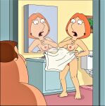  breasts erect_nipples family_guy joe_swanson lois_griffin pussy thighs towel 