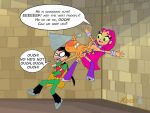  1girl 2boys beastiality breasts cartoon_network fight funny happy hitting maxcat_(artist) octopus pussy rape ripped_clothing robin speech_bubble starfire strangling teen_titans teen_titans_go tentacle tentacle_sex vaginal vaginal_penetration zoophilia 