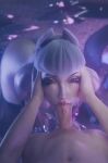  1boy 1girl big_breasts big_penis blowjob bouncing_breasts brown_eyes bubble_butt deepthroat evelynn evelynn_(league_of_legends) facefuck fellatio league_of_legends looking_at_viewer male_pov moaning nsfwmegaera purple_hair thick_thighs 