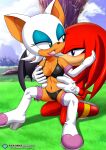 bbmbbf big_breasts blush bra erect_nipples eyeshadow groping horny knuckles_the_echidna lipstick mobius_unleashed palcomix panties pietro&#039;s_secret_club red_fur rouge_the_bat sega sonic_(series) tongue_out white_fur