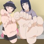  2_girls age_difference boruto:_naruto_next_generations closed_eyes foot_fetish foot_focus fully_clothed mother_&amp;_daughter naruto pov_feet smile soles 
