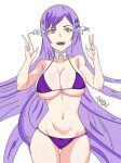  1girl alluring axiom big_breasts bikini cleavage goddess lavender_hair long_hair photo_shoot purple_hair quinella sword_art_online 