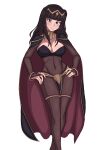 1girl 1girl 1girl alluring bangs black_hair bodystocking breasts cleavage clothed clothing female_only fire_emblem fire_emblem_awakening goth kyzacreations looking_at_viewer milf nintendo pin-up pin_up purple_eyes smile tharja tharja_(fire_emblem) transparent_background