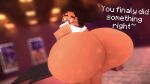 1girl afro back_view bottom_heavy bottomless curly_hair dancing digested_prey ebony glasses huge_ass minecraft post_vore teacher tease thick_thighs twerking webm