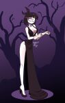 1girl breasts cleavage cleavage_cutout creepy creepy_smile creepy_susie dress goth goth_girl high_heels looking_at_viewer spooky the_oblongs thighs