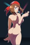  1girl ass back big_ass breasts brown_hair female female_human female_only freakyed haruka_(pokemon) human looking_at_viewer may may_(pokemon) medium_hair nintendo nude_female pale-skinned_female pale_skin pokemon pokemon_rse sideboob solo standing thighs 