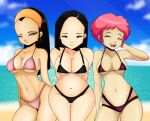  1girl 3_girls aelita_schaeffer beach bikini bikini_top code_lyoko elisabeth_delmas female_focus female_only sonson-sensei yumi_ishiyama 