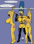  blue_hair boots femdom hair leather lisa_simpson maggie_simpson marge_simpson spanking the_fear the_simpsons yellow_skin 