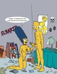  bart_simpson breasts handjob incest lisa_simpson marge_simpson messy nude penis poster smile testicles the_fear the_simpsons yellow_skin 