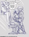  age_difference bulge christmas curly_hair dark-skinned_female dark_skin dialogue interracial kissing melkormancin monochrome sketch teacher_and_student text 