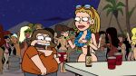  background_characters beer braided_hair clothed_male_nude_female completely_nude_female flower_necklace good_vibes hoop_earrings mondo_brando nude_beach nude_female party rave swimming_goggles tagme topless_female 