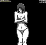  bete_noire betty_noire big_breasts breasts glitchtale legs no_bra no_color nude panties scared scared_expression short_hair 