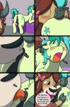 1girl anal anus balls blush bodily_fluids bovid bovine brown_hair caluriri comic cutie_mark dock earth_pony equid equine feral feral_on_feral friendship_is_magic genitals green_body hair half-closed_eyes hasbro high_res horse kissing licking male male/female mammal my_little_pony narrowed_eyes open_mouth oral penis pony raised_tail rimming saliva sandbar_(mlp) sex tail_grab text tongue tongue_out yak yellow_eyes yona_yak_(mlp)