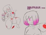  bete_noire betty_noire boots breasts chara chara_(undertale) glitchtale knife no_color pink_eyes pink_hair red_heart short_hair shot skirt squirt squirting wearing_clothes wearing_others_clothes 
