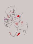 2girls bete_noire betty_noire big_breasts blood boots bottomless bottomless_female breasts chara chara_(undertale) clothed digital_media_(artwork) female_only glitchtale knife mob_face nipples no_color notpaint__(artist) on_one_knee pussy red_eyes red_heart sequence sequential short_hair shot skirt squirt squirting undertale undertale_(series) undertale_au valentine&#039;s_day