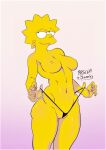  aged_up big_breasts edit erect_nipples lisa_simpson looking_at_viewer owler shaved_pussy the_simpsons thighs thong yellow_skin 