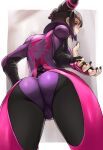  1girl 1girl 1girl ass back_view bangs big_ass black_hair black_nails bodysuit breasts cameltoe capcom clenched_teeth clothed clothed_female dat_ass eyelashes female_focus female_only hand_on_hip human juri_han long_hair looking_back low-angle_shot mature mature_female nail_polish purple_eyes sideboob sidelocks skin_tight smile solo_female solo_focus street_fighter street_fighter_v tagme tea_(nakenashi) twin_drills video_game_character video_game_franchise 