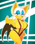 absurd_res anthro bat breasts cleavage clothed clothing female furry hi_res looking_at_viewer mammal rouge_the_bat sega skimpy sling_bikini smile solo sonic_(series) superi90 superi90_(artist) video_games wings